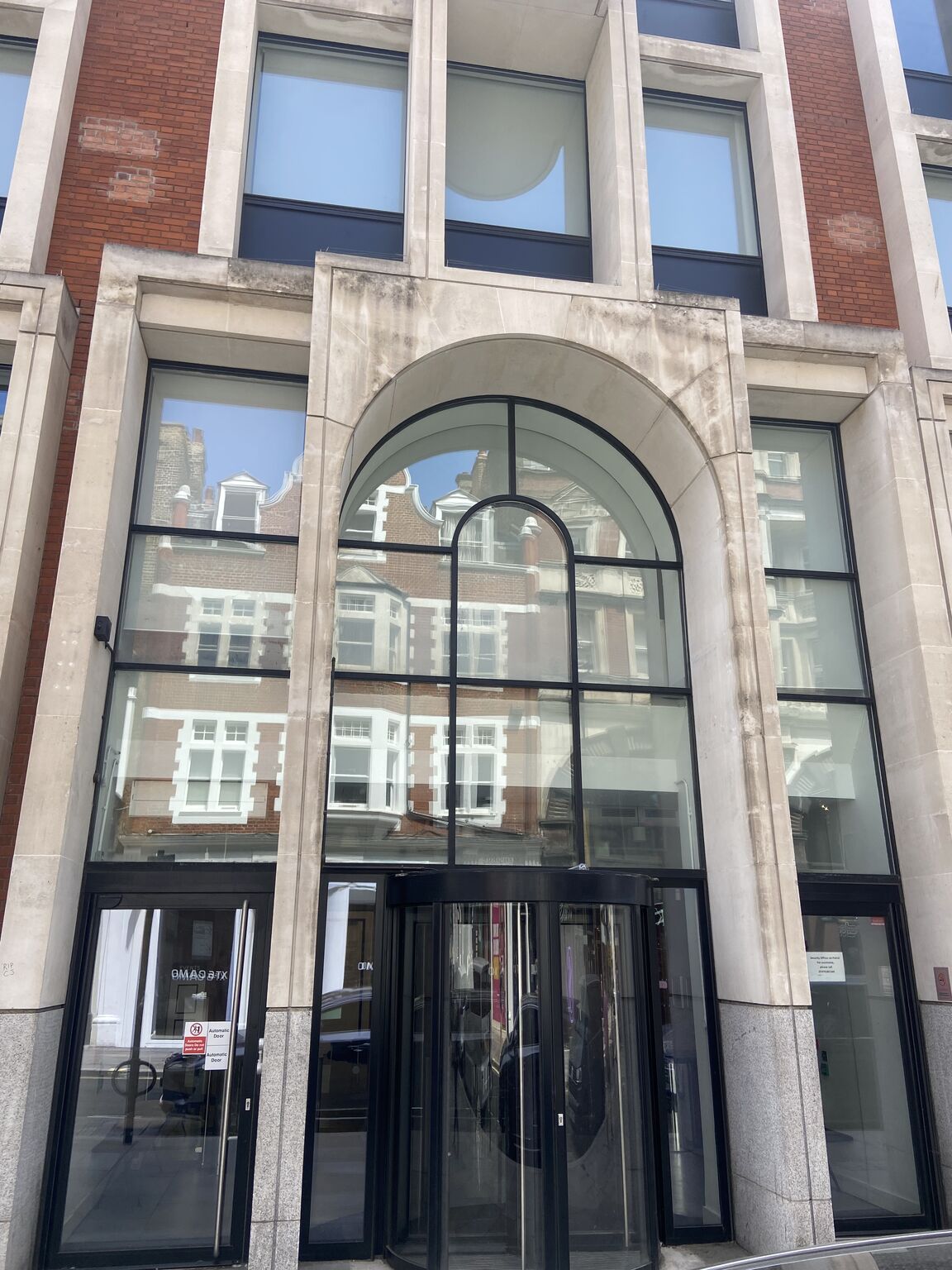 Commercial building exterior at 22 Long Acre, Covent Garden during refurbishment survey