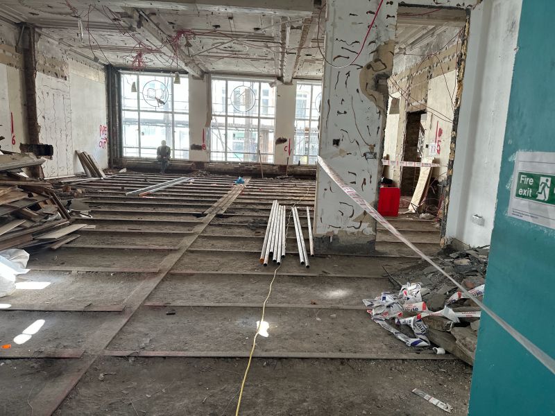 Interior inspection at New Bond Street commercial property during R&D asbestos survey