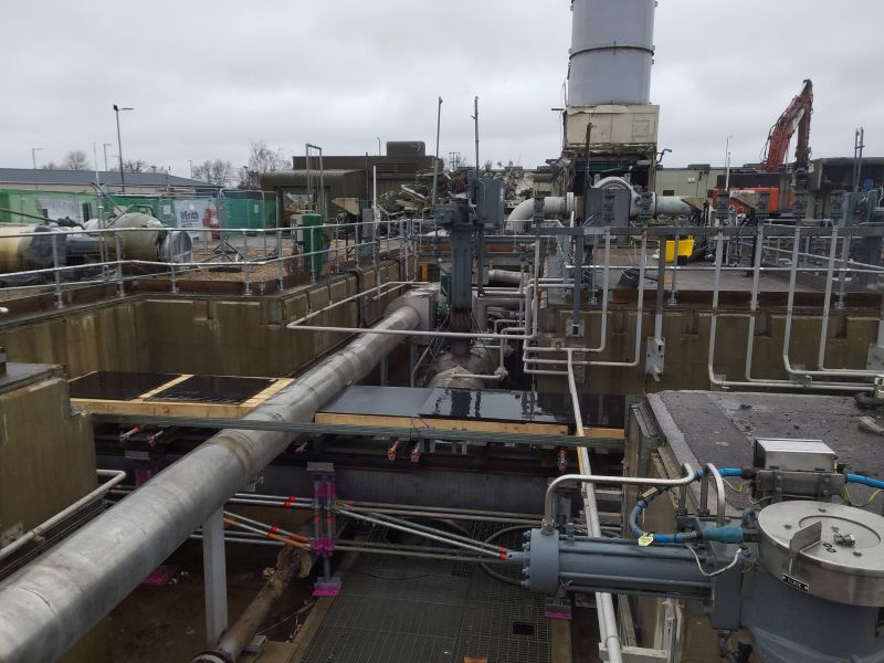 Plant buildings and service areas at gas transmission facility during intrusive inspection